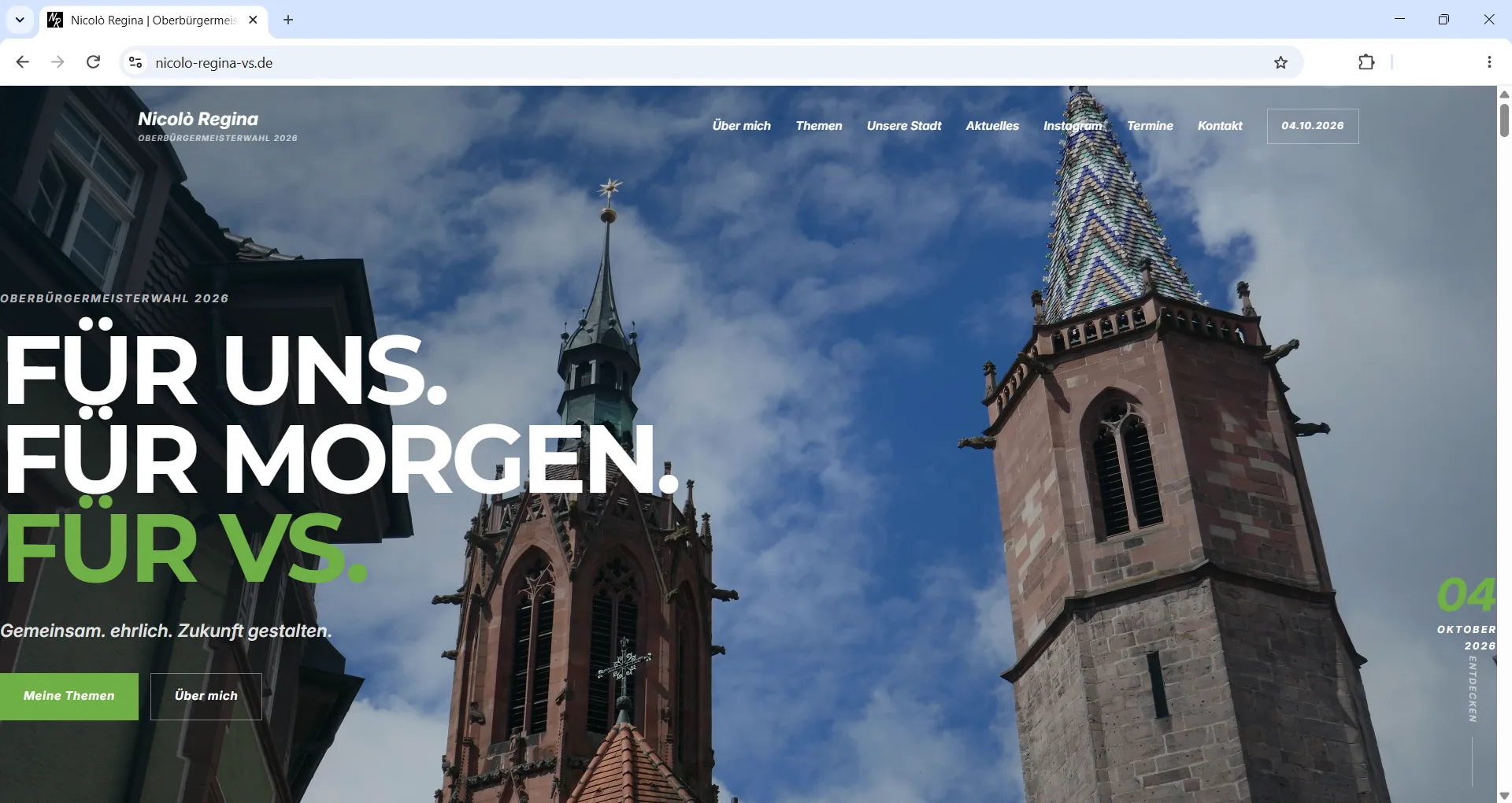 Webseite von Nicolò Regina – Oberbürgermeisterkandidat in Villingen-Schwenningen